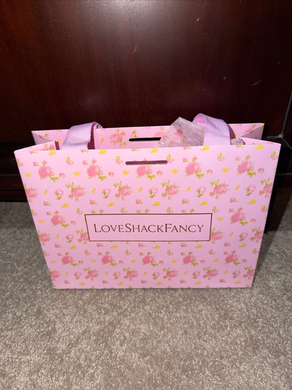 LoveShackFancy Pink Floral Gift Bag